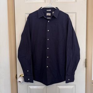 Dockers Classic Fit The Stain Defender Button Down Collared Shirt Size L Blue